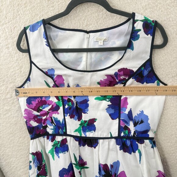 Shoshanna Round neck sleeveless Floral Dress Size 12 Cotton silk blend - Picture 9 of 11